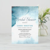 Modernes Ozeanblau Ober Aquarell Brautparty Einladung (Stehend Vorderseite)
