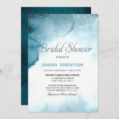Modernes Ozeanblau Ober Aquarell Brautparty Einladung (Vorne/Hinten)