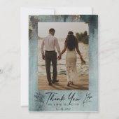 Modernes Ozeanwasser mit Gold-Foto Dankeskarte (Vorderseite)