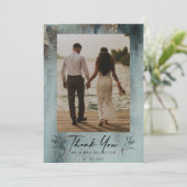 Modernes Ozeanwasser mit Gold-Foto Dankeskarte (Stehend Vorderseite)