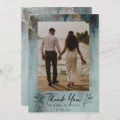 Modernes Ozeanwasser mit Gold-Foto Dankeskarte (Vorne/Hinten)