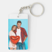 Modernes Paar personalisierte Foto Collage Schlüsselanhänger (Rückseite)