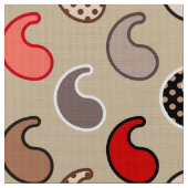 Modernes Paisley-Muster, Beige, Rot, Grau und Kora Stoff (Nahaufnahme)