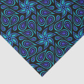 Modernes Paisley Muster Cool Schwarz und Blau Blum Seidenpapier (Detail)