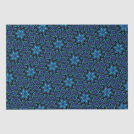 Modernes Paisley Muster Cool Schwarz und Blau Blum Seidenpapier