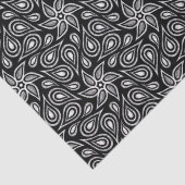 Modernes Paisley Muster Cool Schwarz-Weiß-Blumen Seidenpapier (Detail)