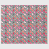 Modernes Paisley Muster, Koralle, Rosa auf Grau /  Geschenkpapier (Flach)