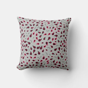 Modernes Paisley Red & Gray Throw Kissen