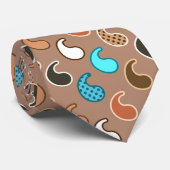 Modernes Paisleymuster, -Türkis und -rost Krawatte (Gerollt)