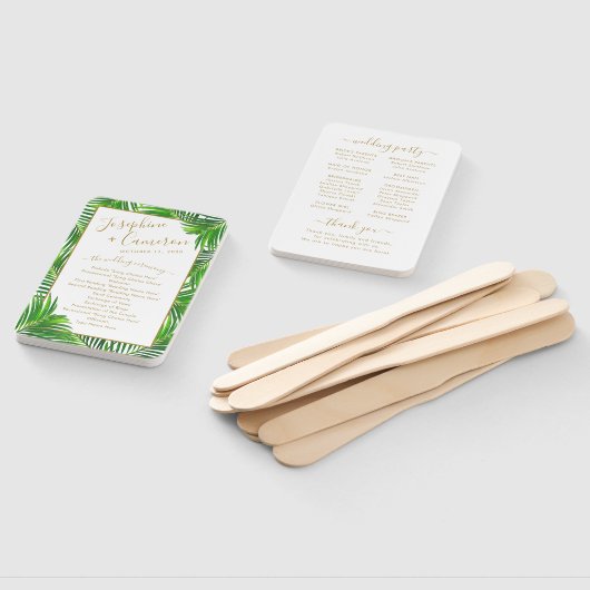 Modernes Palm Blätter Tropical Wedding Programm Fächer (Non-assembled)