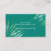 MODERNES PALM LEAF LOGO üppig botanisch-grünes Ros Visitenkarte (Rückseite)