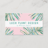 MODERNES PALM LEAF LOGO üppig botanisch-grünes Ros Visitenkarte (Vorderseite)