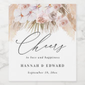 modernes pampas grass orchid bohemiales Label Weinetikett (Einzelnes Label)