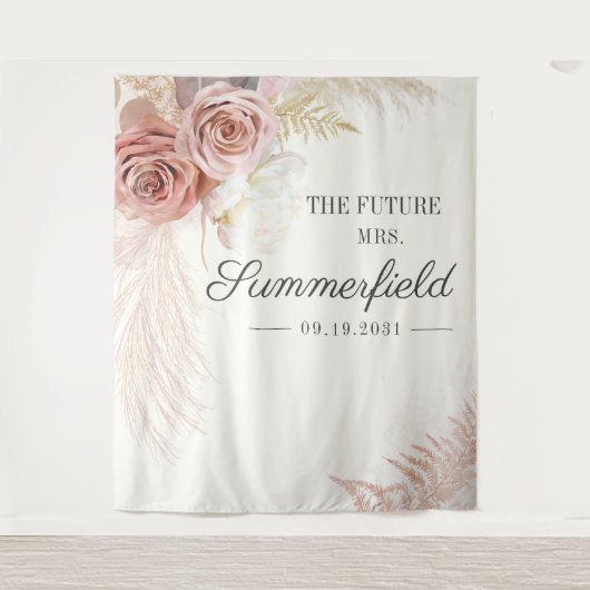 Modernes Pampas Grass Tan Brautparty Wandteppich (Vorderseite)