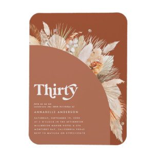 Modernes Pampasgras 30. Geburtstag Terrakotta Magnet