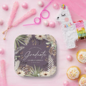 Modernes Pampasgras-Grab lila elegant Pappteller (Party)