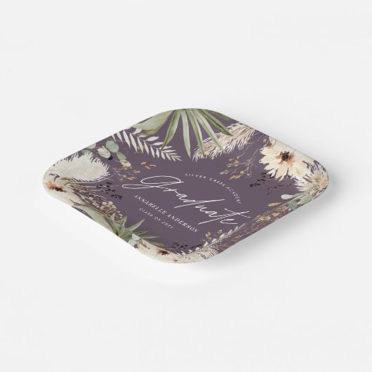 Modernes Pampasgras-Grab lila elegant Pappteller (Gewinkelt)