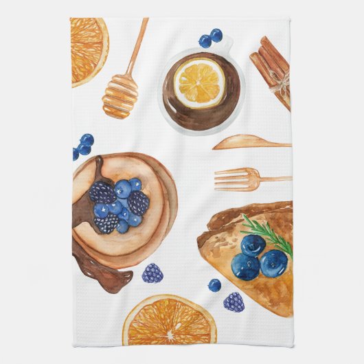 Modernes Pancakes Küche Schönes Frühstück Geschirrtuch (Vertikal)