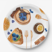 Modernes Pancakes Küche Schönes Frühstück Pappteller (Vorderseite)