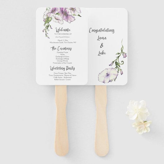 Modernes Pansy-Hochzeitsprogramm Fächer (Vorne und Hinten)