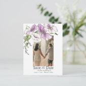 Modernes Pansy-Save the Date-Foto Postkarte (Stehend Vorderseite)
