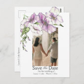 Modernes Pansy-Save the Date-Foto Postkarte (Vorne/Hinten)