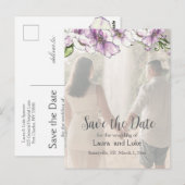 Modernes Pansy-Save the Date-Foto Postkarte (Vorne/Hinten)