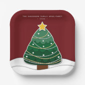Modernes Papercut Style Weihnachtsbaum Xmas Party Pappteller (Vorderseite)