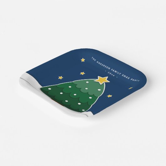 Modernes Papercut Style Weihnachtsbaum Xmas Party Pappteller (Gewinkelt)