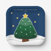 Modernes Papercut Style Weihnachtsbaum Xmas Party Pappteller (Vorderseite)