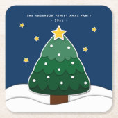 Modernes Papercut Style Weihnachtsbaum Xmas Party Rechteckiger Pappuntersetzer (Vorderseite)