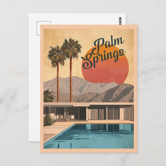 Modernes Paradies Mitte des Jahrhunderts: Palmspri Postkarte (Vorne/Hinten)