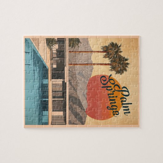 Modernes Paradies Mitte des Jahrhunderts: Palmspri Puzzle (Horizontal)