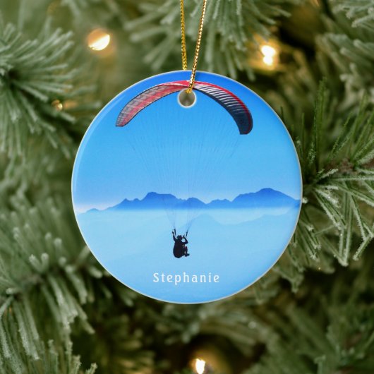 Modernes Paragliding-Foto mit Namen Keramik Ornament (Baum)