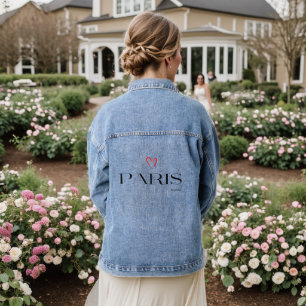 Modernes PARIS, Frankreich mit rotem Herzdesign-Ch Jeansjacke