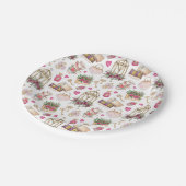 Modernes Party aus Weiß und Rot Pappteller (Schrägansicht)