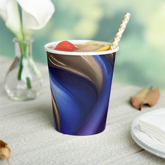 Modernes Party - Blau Lila und Gold Pappbecher (In Situ)