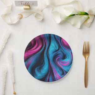 Modernes Party - Blau und Rosa- Pappteller