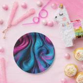 Modernes Party - Blau und Rosa- Pappteller (Party)