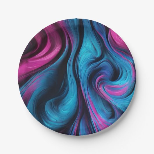 Modernes Party - Blau und Rosa- Pappteller (Vorderseite)