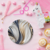 Modernes Party - Blau Weiß und Gold- Pappteller (Party)