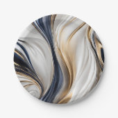 Modernes Party - Blau Weiß und Gold- Pappteller (Vorderseite)