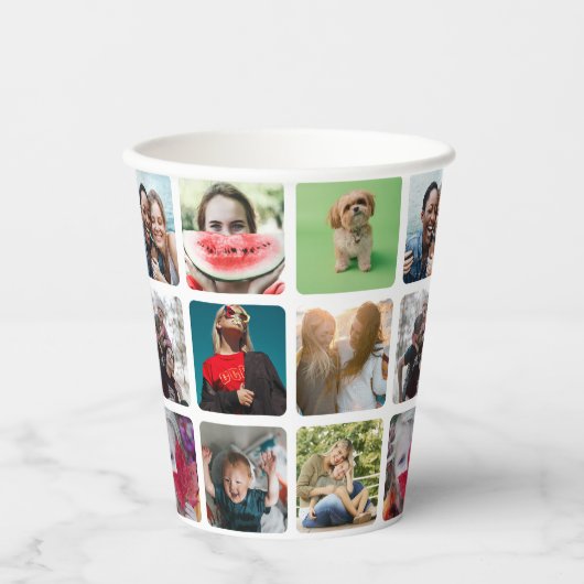 Modernes Party-Collage Muster Pappbecher (Vorderseite)