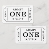 Modernes Party Eintrittskarte - Schwarz & Weiß Begleitkarte (Vorne/Hinten)