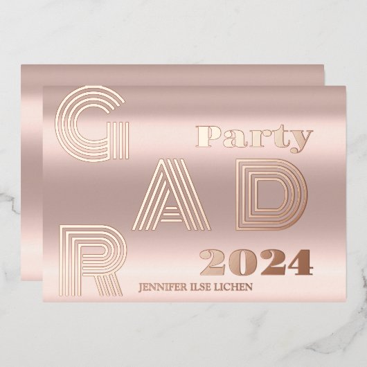 MODERNES PARTY FOLIENEINLADUNG (Vorderseite/Rückseite)