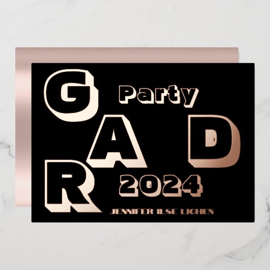 MODERNES PARTY FOLIENEINLADUNG (Vorderseite/Rückseite)