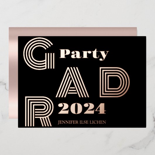 MODERNES PARTY FOLIENEINLADUNG (Vorderseite/Rückseite)