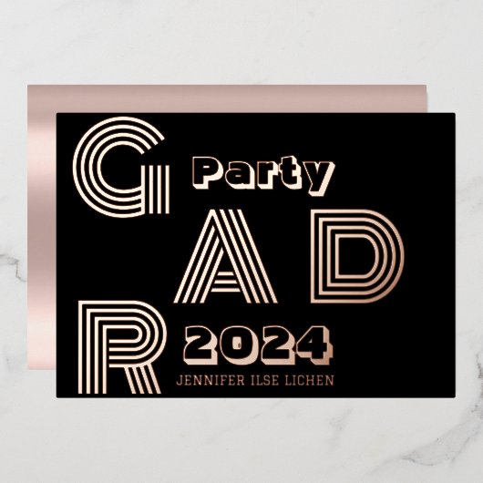 MODERNES PARTY FOLIENEINLADUNG (Vorderseite/Rückseite)