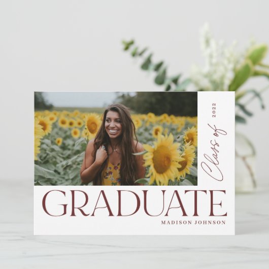 Modernes Party für Abschluss-Foto Einladung (Stehend Vorderseite)