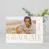 Modernes Party für Abschluss-Foto Folieneinladung (Stehend vorne)